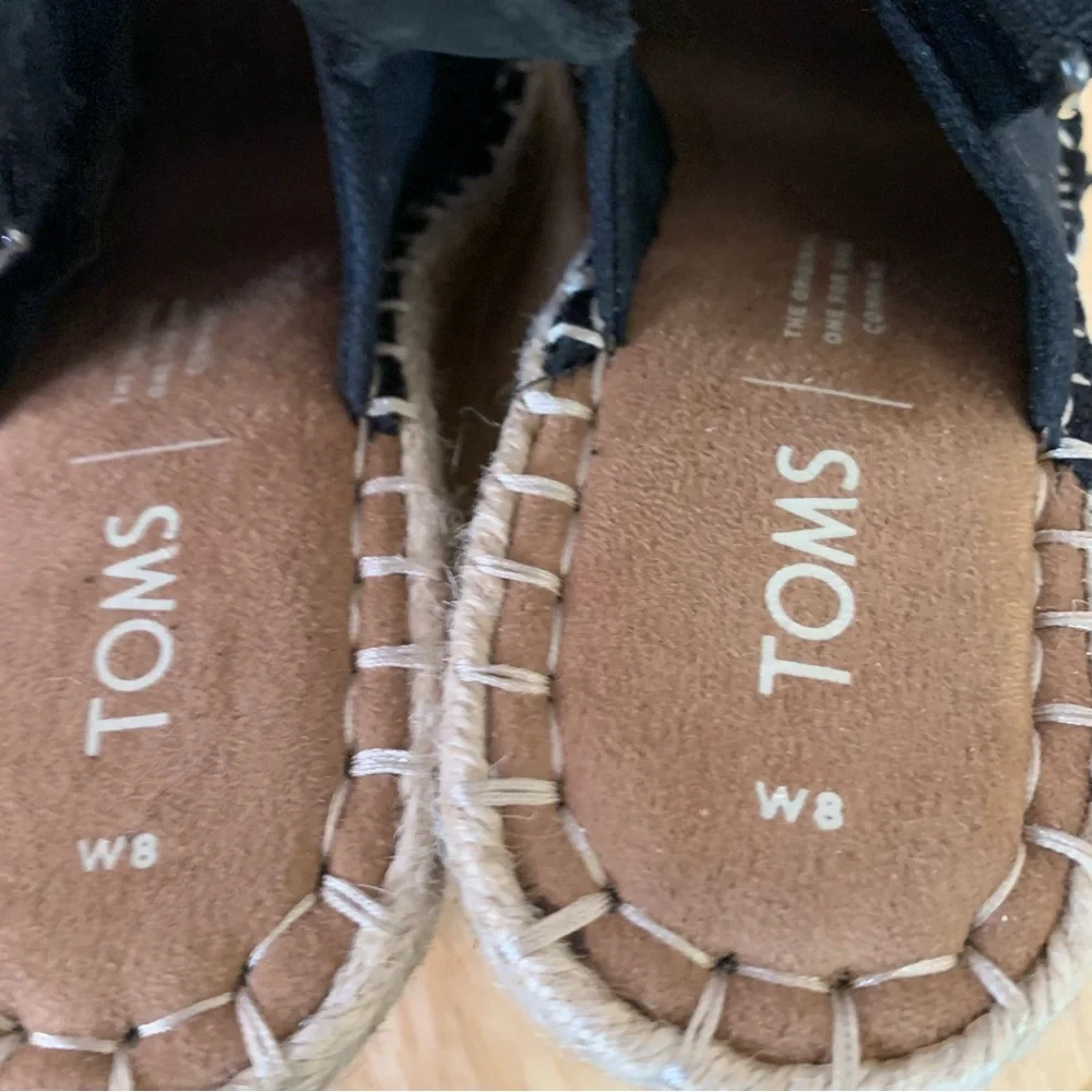 Toms Black Monica‎ Sling Back Espadrilles Sandals Size 8